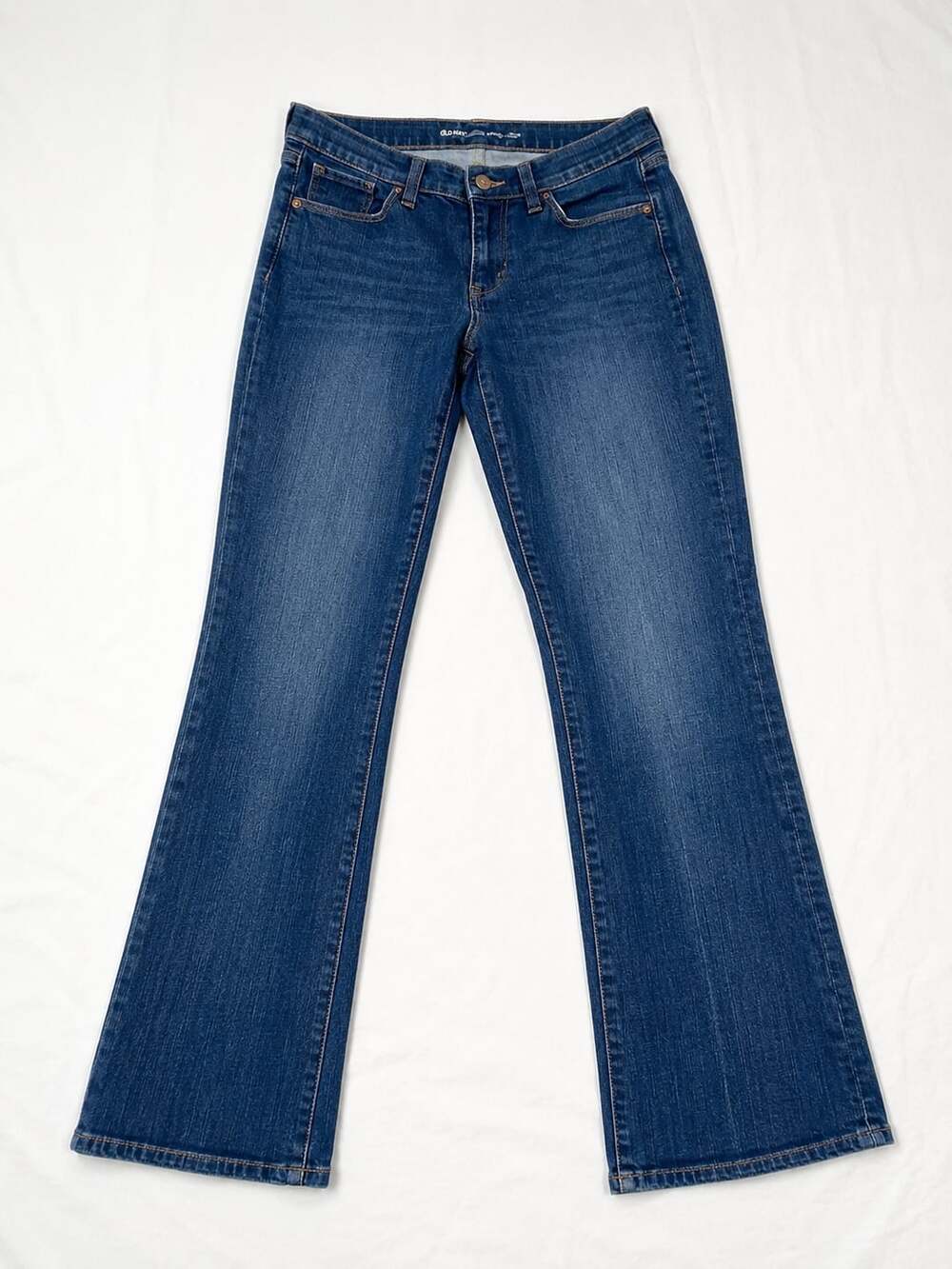 Old Navy Mid-Rise Kicker Boot-Cut Jeans Size 6 Petite Blue Denim